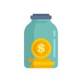 Compensation jar coin icon flat isolated vector