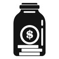 Compensation jar coin icon, simple style