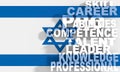 Competence theme words cloud. Flag of Israel