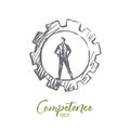 Competence, business, management, task, man concept. Hand drawn isolated vector.