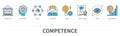 Competence concept with icons in minimal flat line style Royalty Free Stock Photo