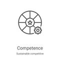 competence icon vector from sustainable competitive advantage collection. Thin line competence outline icon vector illustration. Royalty Free Stock Photo