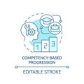 Competency based progression turquoise concept icon