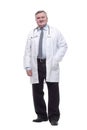 competent doctor in a white coat. isolated on a white