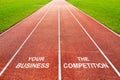Competition in business starting line of running track of sports field Royalty Free Stock Photo