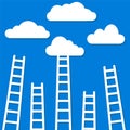 competition concept, clouds with ladders, stock vector illustration