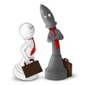 Competition concept. Two chess pieces as office workers in rival situation on white background. Illustration Royalty Free Stock Photo