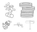 Competition, contest, equipment, tires .Paintball set collection icons in outline style vector symbol stock illustration