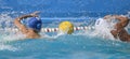 Competition and duel water polo players match Royalty Free Stock Photo