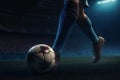 competition foot football soccer stadium sport game ball kick goal. Generative AI.