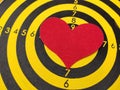 Paper heart on target for Valentines Day Royalty Free Stock Photo