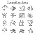 Competition icon set in thin line style Royalty Free Stock Photo