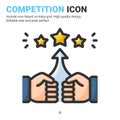 Competition icon vector with outline color style isolated on white background. Vector illustration rivalry, rival sign symbol icon Royalty Free Stock Photo