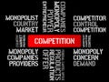 COMPETITION - image with words associated with the topic MONOPOLY, word cloud, cube, letter, image, illustration Royalty Free Stock Photo