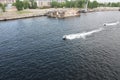 Competition on jet skis on the Neva river in Petersburg