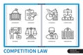 Competition law infographics linear icons collection Royalty Free Stock Photo