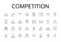 Competition line icons collection. Conflict, Rivalry, Contest, Battle, Agonism, Duel, Matchup vector and linear Royalty Free Stock Photo