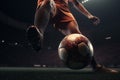 kick sport ball game competition football soccer stadium goal foot. Generative AI. Royalty Free Stock Photo