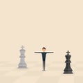Competition,Mediation or Referee concept.Business marketing strategy.Businessman & Chess king pieces.Mediator assists disputing p