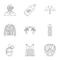 Competition paintball icons set, outline style