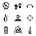 Competition paintball icons set, simple style