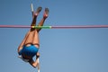 Competition pole vault jumper female Royalty Free Stock Photo