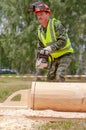 Competition of professional skill `Woodcutter` in the Kaluga region of Russia.