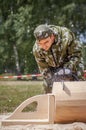 Competition of professional skill `Woodcutter` in the Kaluga region of Russia.