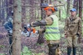 Competition of professional skill `Woodcutter` in the Kaluga region of Russia.