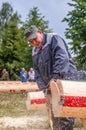 Competition of professional skill `Woodcutter` in the Kaluga region of Russia.