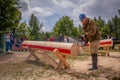 Competition of professional skill `Woodcutter` in the Kaluga region of Russia.