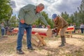 Competition of professional skill `Woodcutter` in the Kaluga region of Russia.