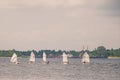 Sailboats competition on the river