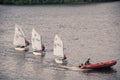 Sailboats competition on the river