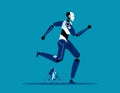 Competition for Salary personnel and Big artificial intelligence robot, Turnover workers, Technologies replace people Royalty Free Stock Photo