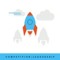 Competition, Startup, Leadership Flat Style and Thin Line Icon, Vector Illustration Royalty Free Stock Photo