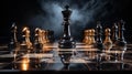 Strategic Chess Battle on a Stylish Marble Table Royalty Free Stock Photo