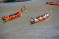 Competition traditional Thailand long boats King Cup Royalty Free Stock Photo