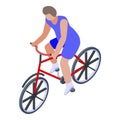 Competition triathlon cycling icon, isometric style