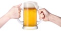 Competition of two human hands with beer in glass Royalty Free Stock Photo