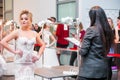 Competition of wedding stylists. The jury of the competition evaluates the hairstyles of the models. Minsk, Belarus -