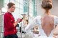 Competition of wedding stylists. The jury of the competition evaluates the hairstyles of the models. Minsk, Belarus -