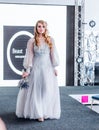 Competition of wedding stylists. Wedding fashion event, models styled for brides with wedding hairstyles. Minsk, Belarus