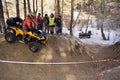 Competitions in a jeep trial in a group of ATVs.
