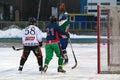 Competitions match in bandy. Russian hockey. Royalty Free Stock Photo
