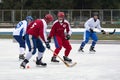 Competitions match in bandy. Russian hockey. Royalty Free Stock Photo