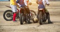 Competitions on motoball, players are furiously fighting for the ball, playing football on motorcycles, motor bicycle