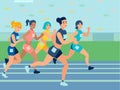 Competitions in running. Athletics. In minimalist style. Cartoon flat vector