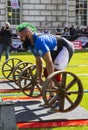 A competititor in the Ultimate Strongest man Competition at Belfast City Hallr