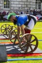 A competititor in the Ultimate Strongest man Competition at Belfast City Hallr